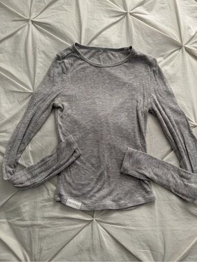 DFYNE Ribbed Long Sleeve Top - Gray
